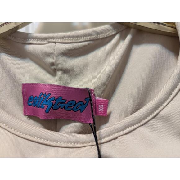 Edikted Long Sleeve Ruched Dollie Sexy Mini Dress Beige Size XS Party Clubwear - Picture 2 of 8